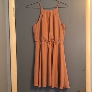 Blush pleated midi dress
